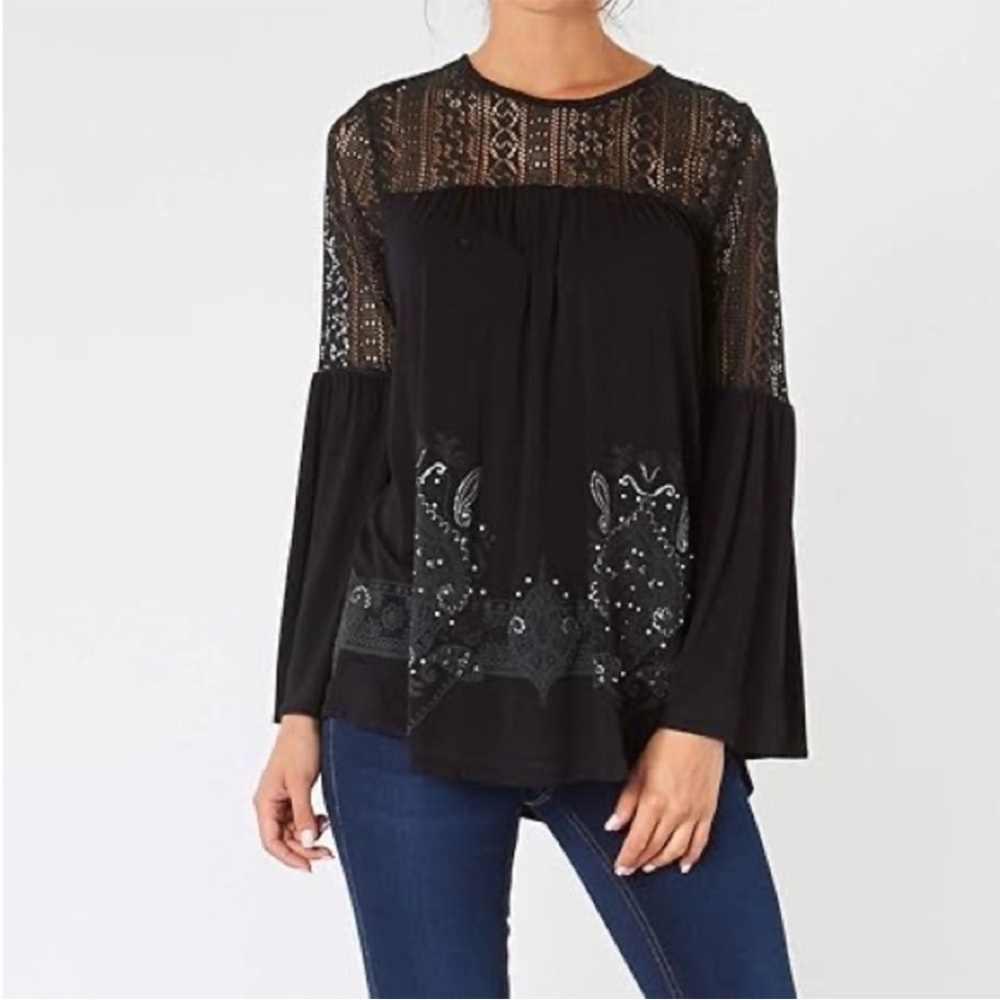 New Desigual Black Embellished Relaxed Blouse